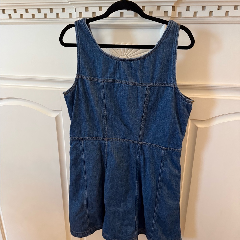 Dark Blue Denim Button-Front Tank Dress - Picture 3 of 5